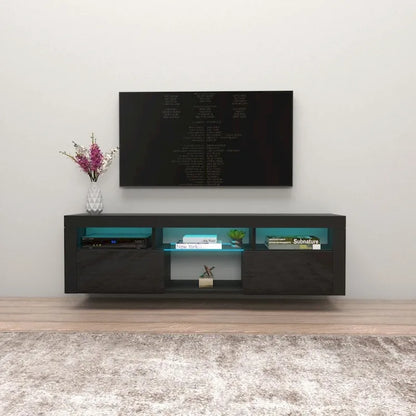 Wall Mounted Floating 63-Inch TV Stand with 16-Color LED Lighting