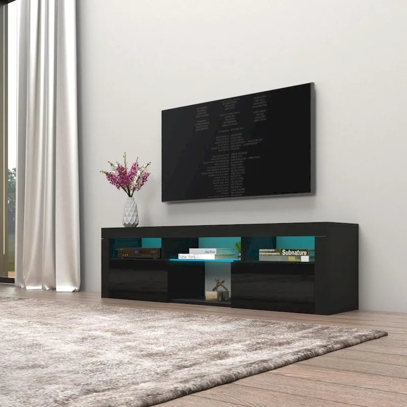 Wall Mounted Floating 63-Inch TV Stand with 16-Color LED Lighting