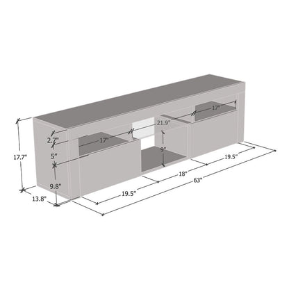 Wall Mounted Floating 63-Inch TV Stand with 16-Color LED Lighting