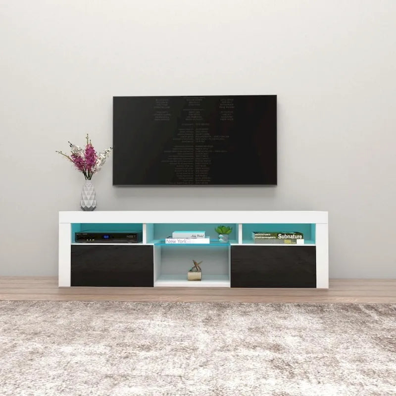 Wall Mounted Floating 63-Inch TV Stand with 16-Color LED Lighting