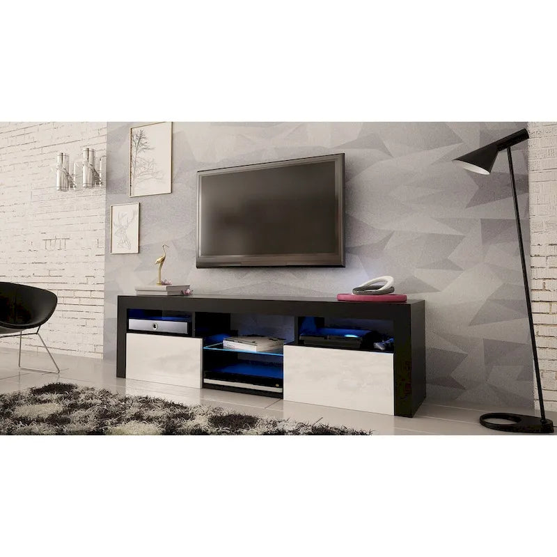 Wall Mounted Floating 63-Inch TV Stand with 16-Color LED Lighting