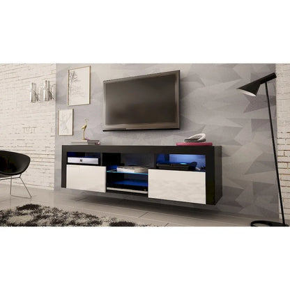 Wall Mounted Floating 63-Inch TV Stand with 16-Color LED Lighting