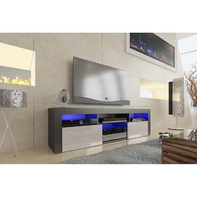Wall Mounted Floating 63-Inch TV Stand with 16-Color LED Lighting