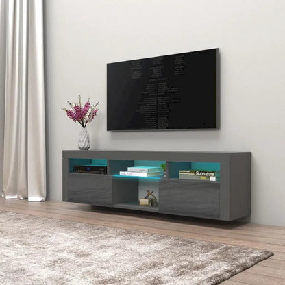 Wall Mounted Floating 63-Inch TV Stand with 16-Color LED Lighting