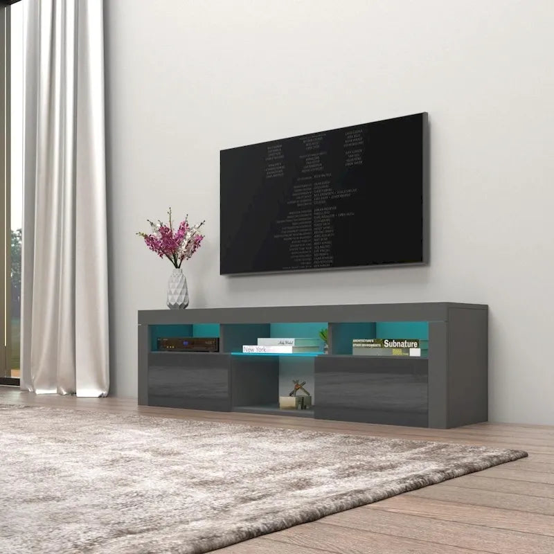 Wall Mounted Floating 63-Inch TV Stand with 16-Color LED Lighting
