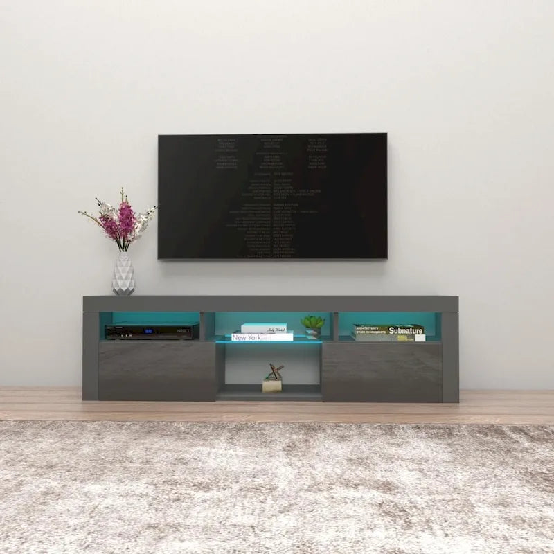 Wall Mounted Floating 63-Inch TV Stand with 16-Color LED Lighting