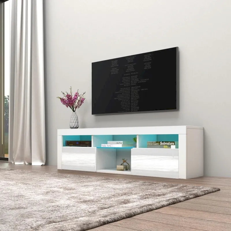 Wall Mounted Floating 63-Inch TV Stand with 16-Color LED Lighting