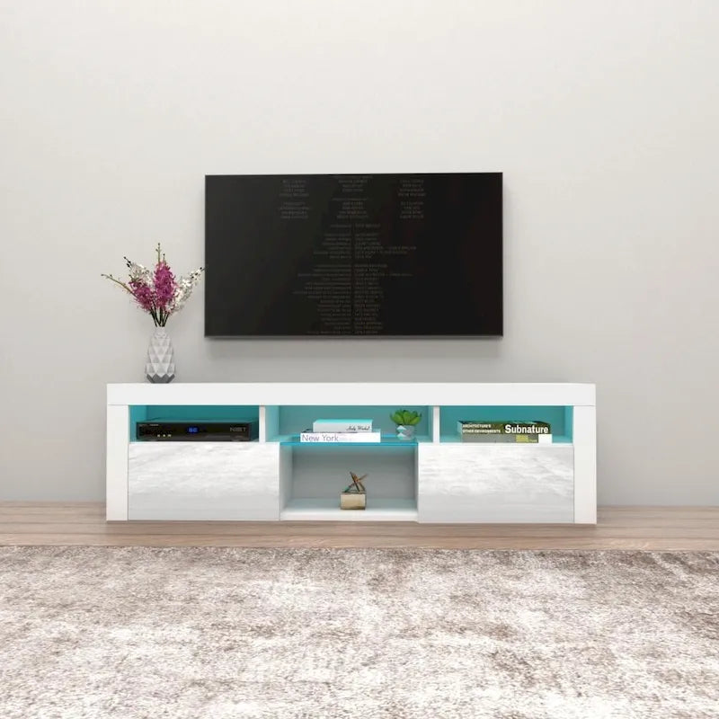 Wall Mounted Floating 63-Inch TV Stand with 16-Color LED Lighting