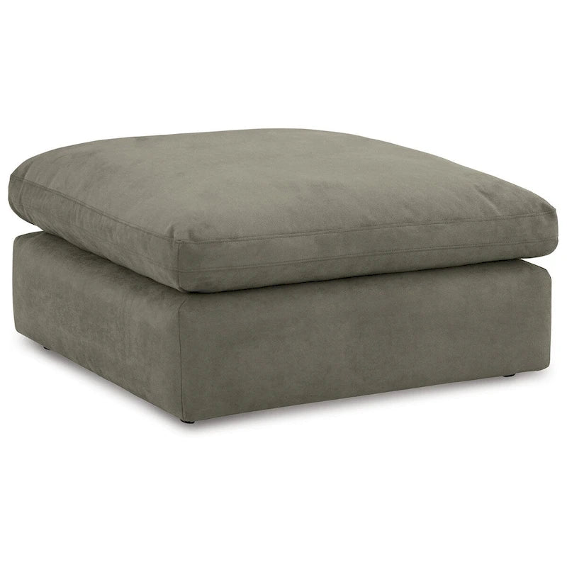Pouf accentato in similpelle nabuk oversize con cuscino in piuma sintetica
