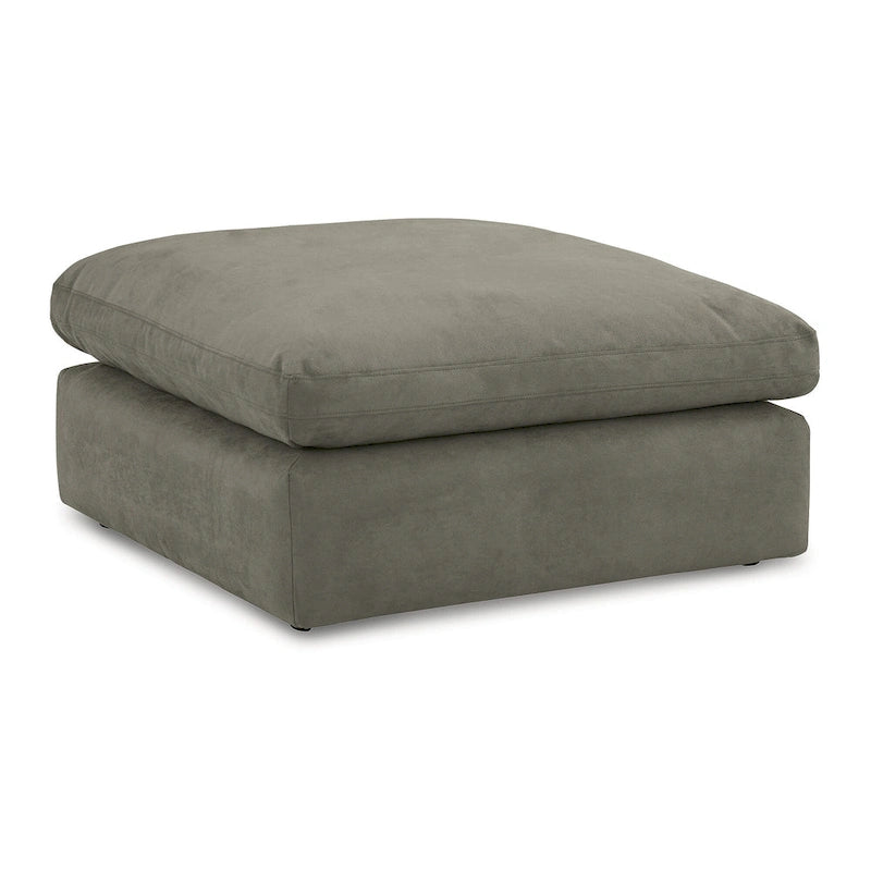 Pouf accentato in similpelle nabuk oversize con cuscino in piuma sintetica