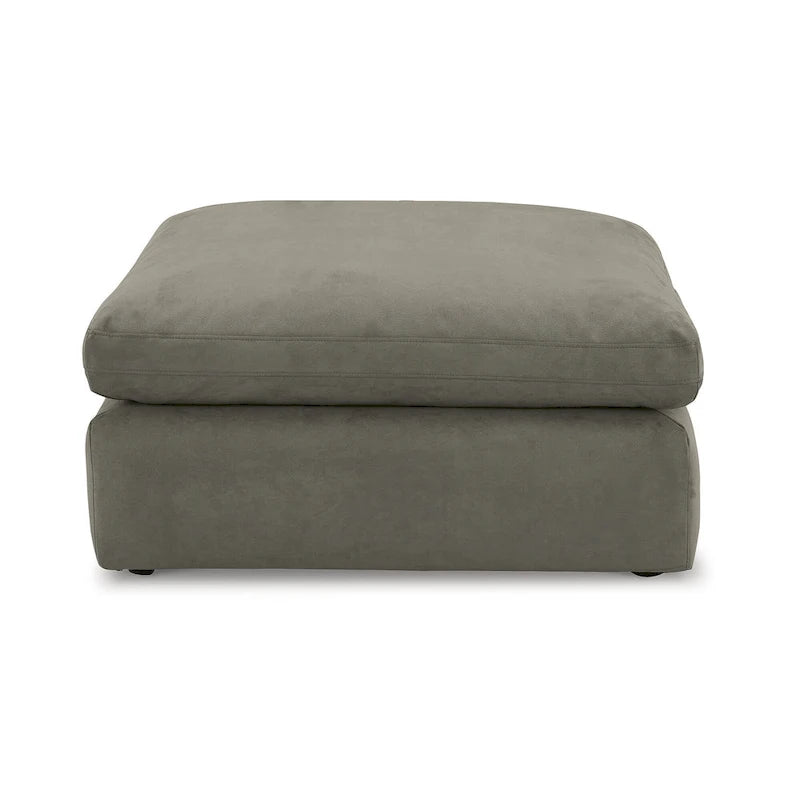 Pouf accentato in similpelle nabuk oversize con cuscino in piuma sintetica