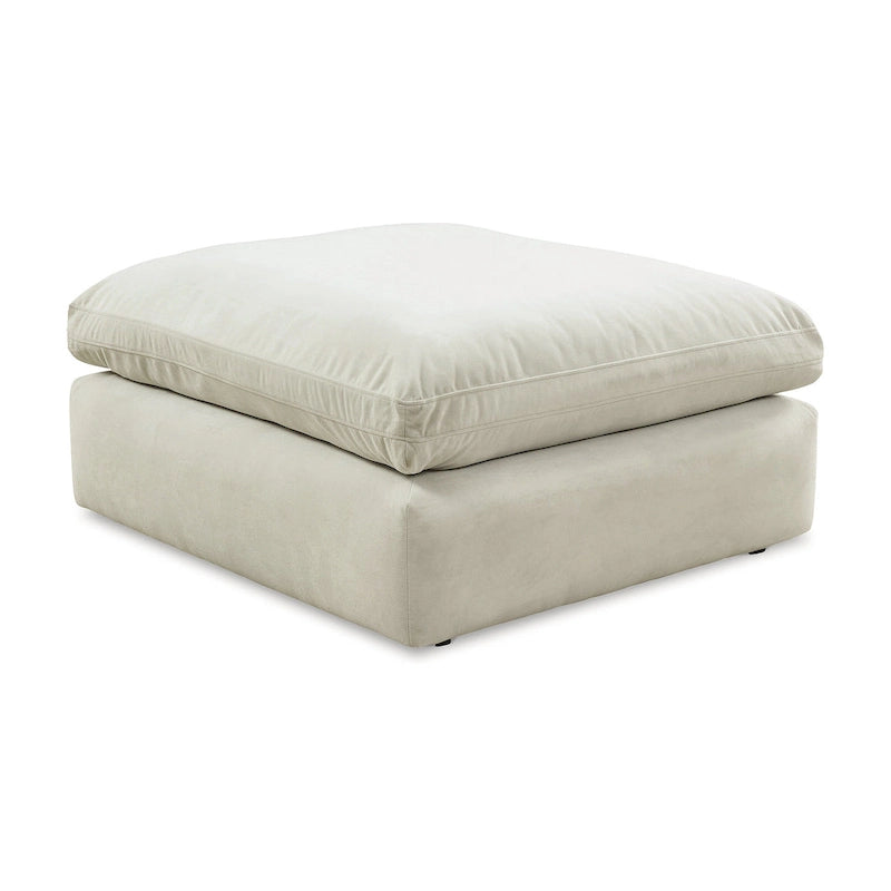 Pouf accentato in similpelle nabuk oversize con cuscino in piuma sintetica