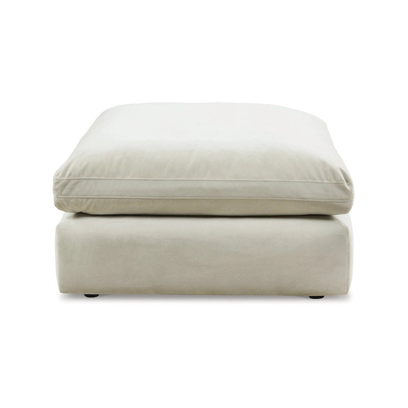 Pouf accentato in similpelle nabuk oversize con cuscino in piuma sintetica