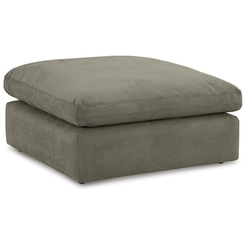 Pouf accentato in similpelle nabuk oversize con cuscino in piuma sintetica