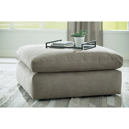 Pouf accentato in similpelle nabuk oversize con cuscino in piuma sintetica