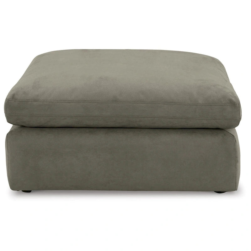 Pouf accentato in similpelle nabuk oversize con cuscino in piuma sintetica