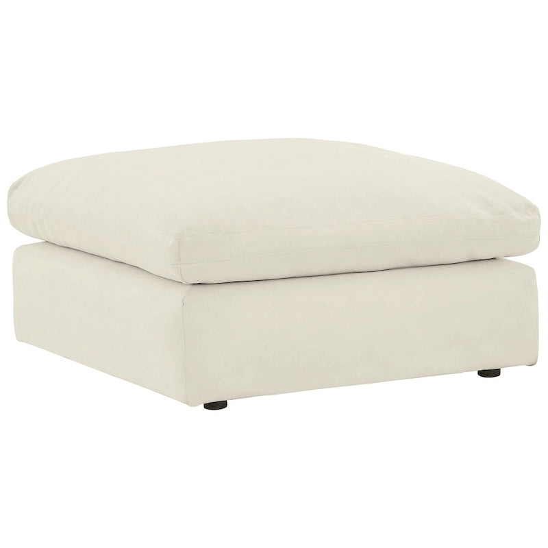 Pouf accentato in similpelle nabuk oversize con cuscino in piuma sintetica