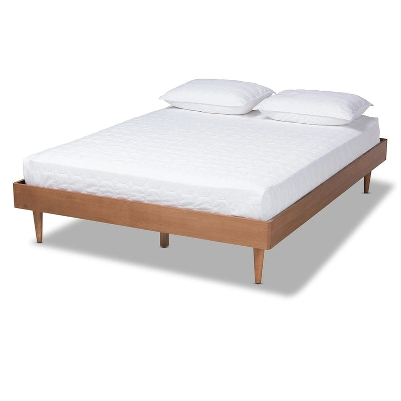 Mid-Century Modern Wood Platform Bed Frame – Clean Lines & Solid Construction