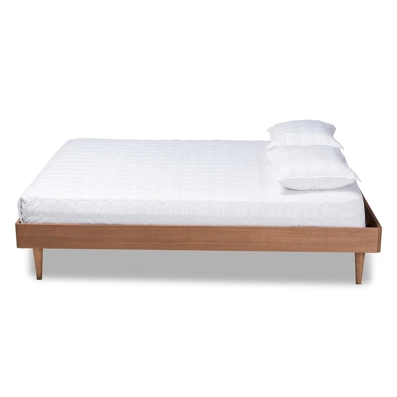 Mid-Century Modern Wood Platform Bed Frame – Clean Lines & Solid Construction