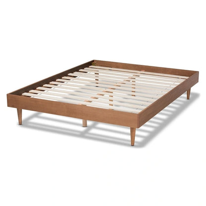 Mid-Century Modern Wood Platform Bed Frame – Clean Lines & Solid Construction