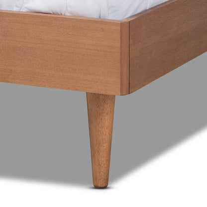 Mid-Century Modern Wood Platform Bed Frame – Clean Lines & Solid Construction