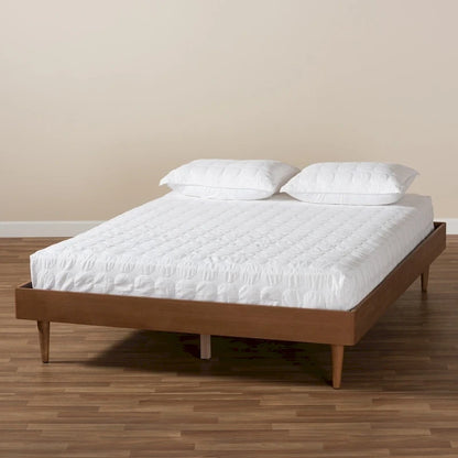 Mid-Century Modern Wood Platform Bed Frame – Clean Lines & Solid Construction