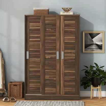 3-Door Shutter Wardrobe with shelves For Bedroom