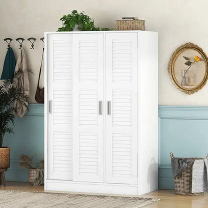 3-Door Shutter Wardrobe with shelves For Bedroom