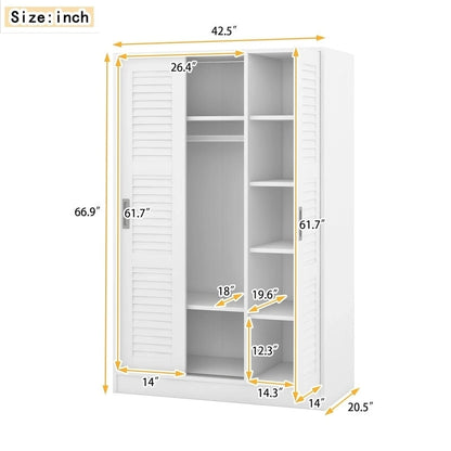 3-Door Shutter Wardrobe with shelves For Bedroom
