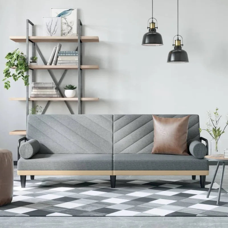 Divano Letto in Tessuto con Schienale e Braccioli Regolabili – 205,7W x 88,9D x 70,1H cm
