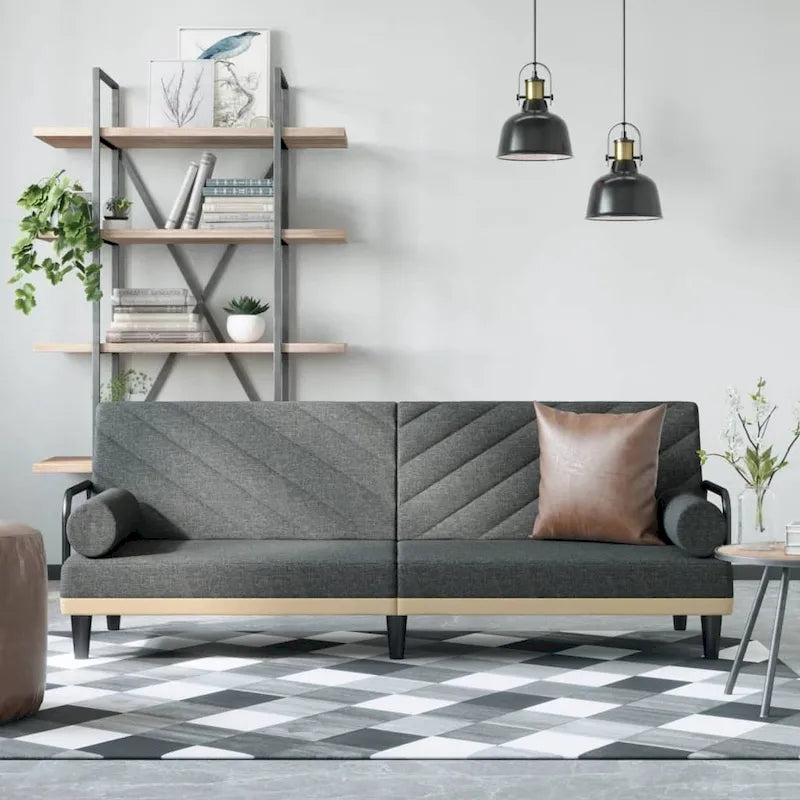 Divano Letto in Tessuto con Schienale e Braccioli Regolabili – 205,7W x 88,9D x 70,1H cm