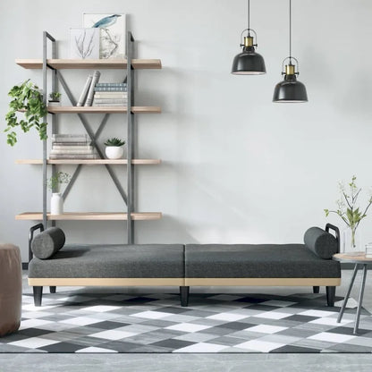 Divano Letto in Tessuto con Schienale e Braccioli Regolabili – 205,7W x 88,9D x 70,1H cm