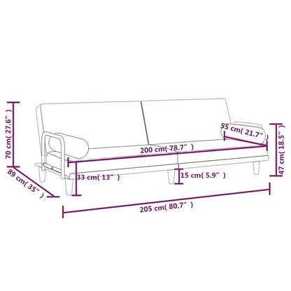 Divano Letto in Tessuto con Schienale e Braccioli Regolabili – 205,7W x 88,9D x 70,1H cm