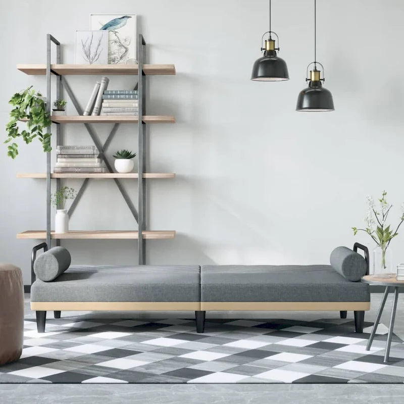 Divano Letto in Tessuto con Schienale e Braccioli Regolabili – 205,7W x 88,9D x 70,1H cm