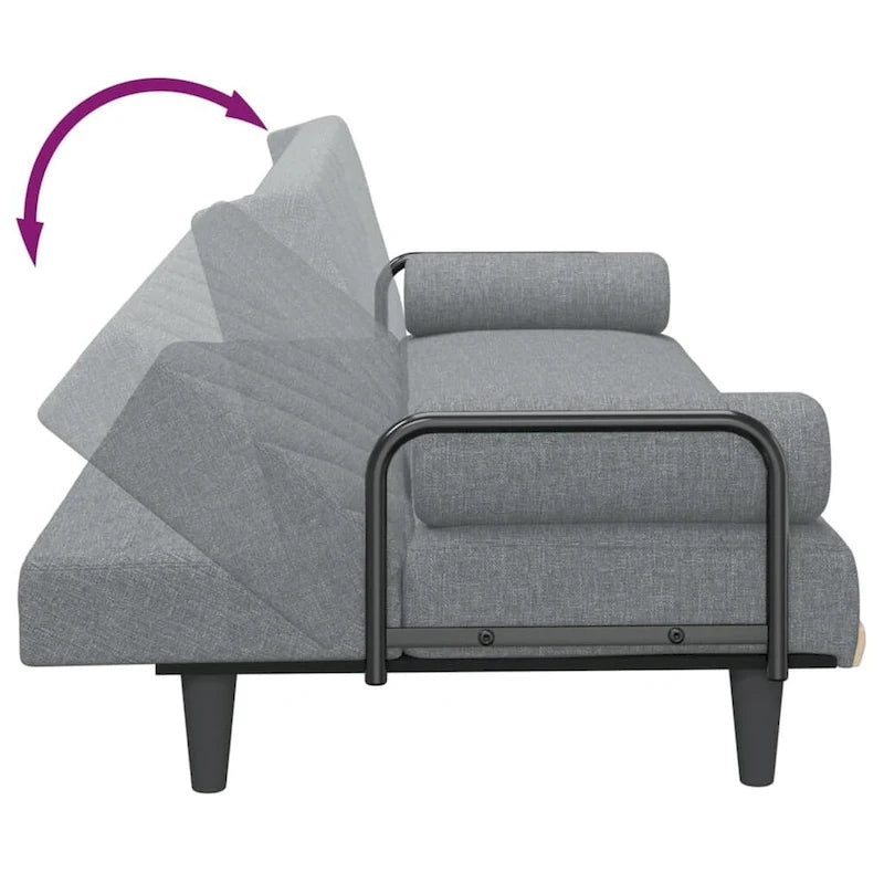 Divano Letto in Tessuto con Schienale e Braccioli Regolabili – 205,7W x 88,9D x 70,1H cm