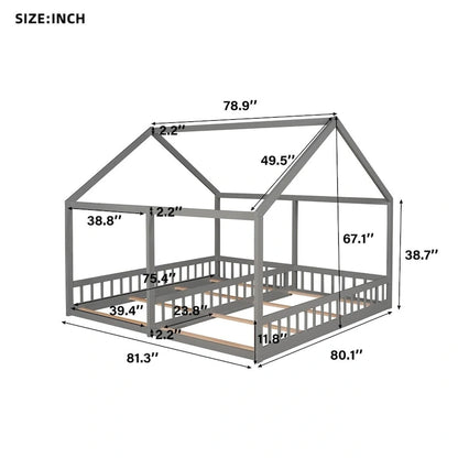 Twin Size House Platform Beds, Two Shared Beds