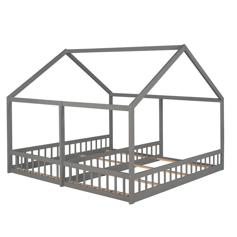 Twin Size House Platform Beds, Two Shared Beds