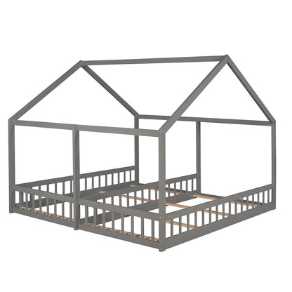 Twin Size House Platform Beds, Two Shared Beds