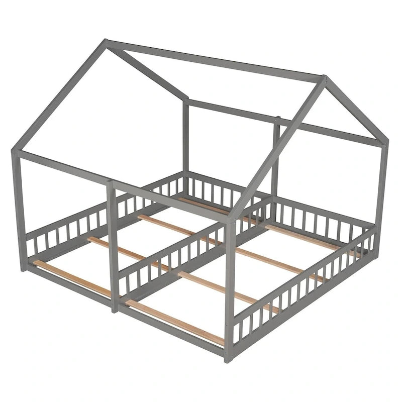 Twin Size House Platform Beds, Two Shared Beds