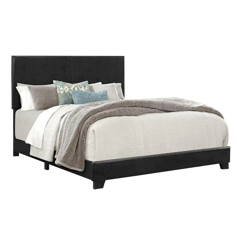 Letto King Size con Testiera Imbottita Nera, Rifiniture con Borchie e Struttura in Legno