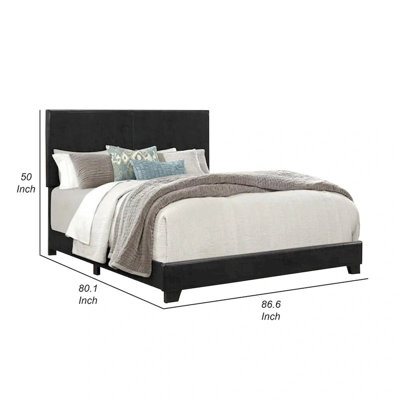 Letto King Size con Testiera Imbottita Nera, Rifiniture con Borchie e Struttura in Legno