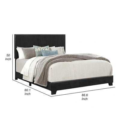 Letto King Size con Testiera Imbottita Nera, Rifiniture con Borchie e Struttura in Legno