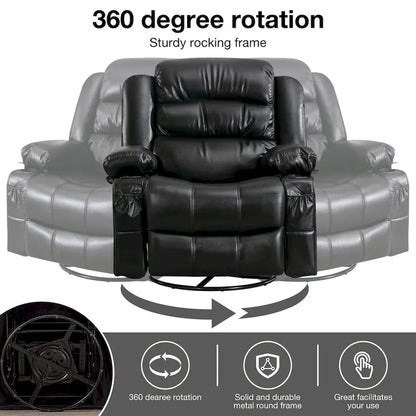 Poltrona reclinabile girevole a dondolo massaggiante con vibrazione e calore, poltrona ergonomica con porta di ricarica USB