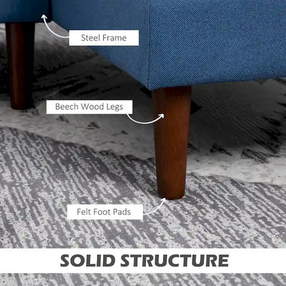 Divano sezionale a L con chaise longue reversibile, tessuto in lino e gambe in legno