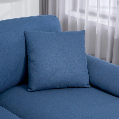 Divano sezionale a L con chaise longue reversibile, tessuto in lino e gambe in legno
