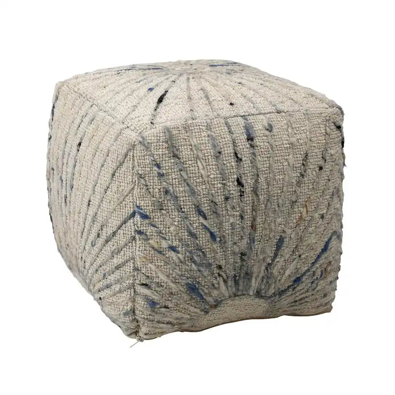 Kirk Wool Upholstered Ottoman, Ivory
