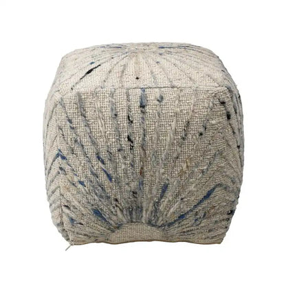 Ottoman in lana e cotone intrecciato a mano color avorio – Poggiapiedi e seduta aggiuntiva