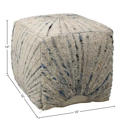 Ottoman in lana e cotone intrecciato a mano color avorio – Poggiapiedi e seduta aggiuntiva