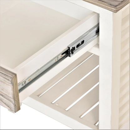Tavolino finale in legno invecchiato grigio bicolore con struttura bianca smaltata