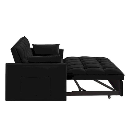 Divano Letto Estraibile 4-in-1 - Divanetto in Velluto - Divano Letto Convertibile con Schienale Reclinabile, 2 Tasche Laterali